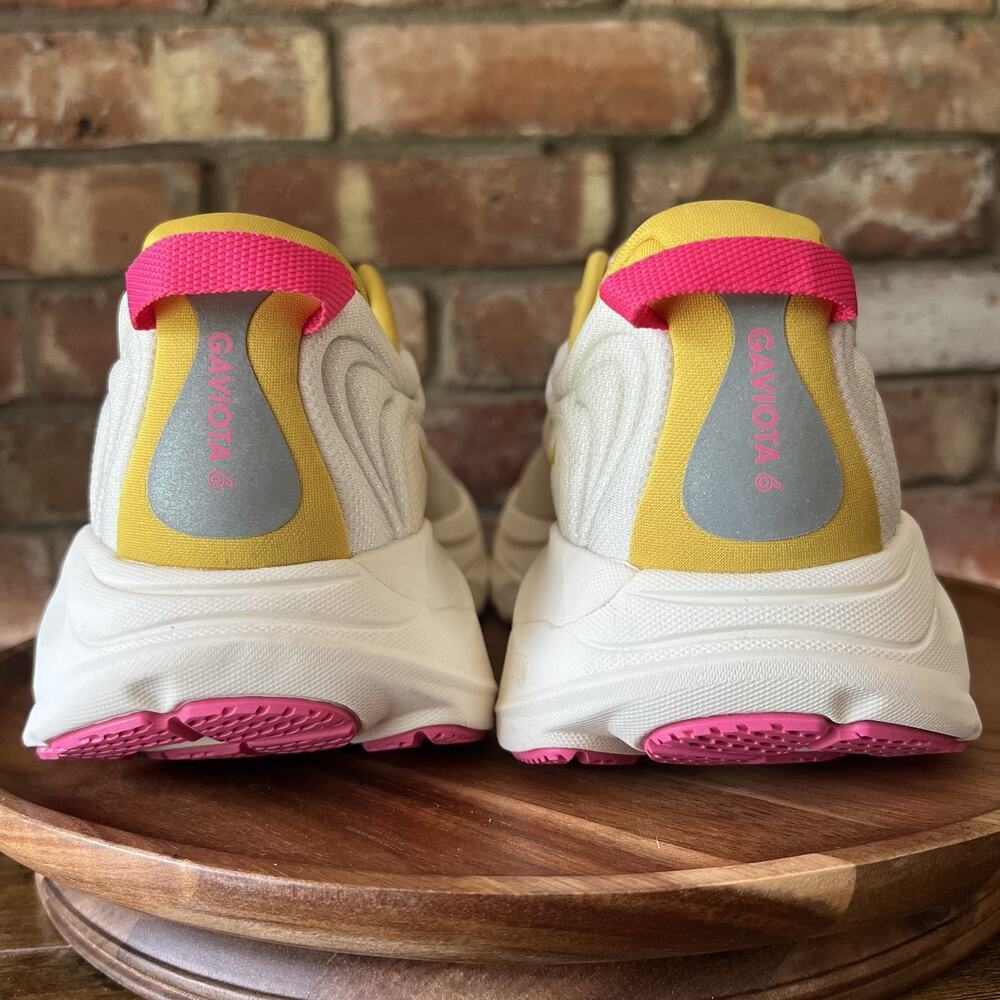 Hoka One One Gaviota 6 Womens 11 Cream Yellow Max Cushion Running Shoes Sneakers - Picture 9 of 16